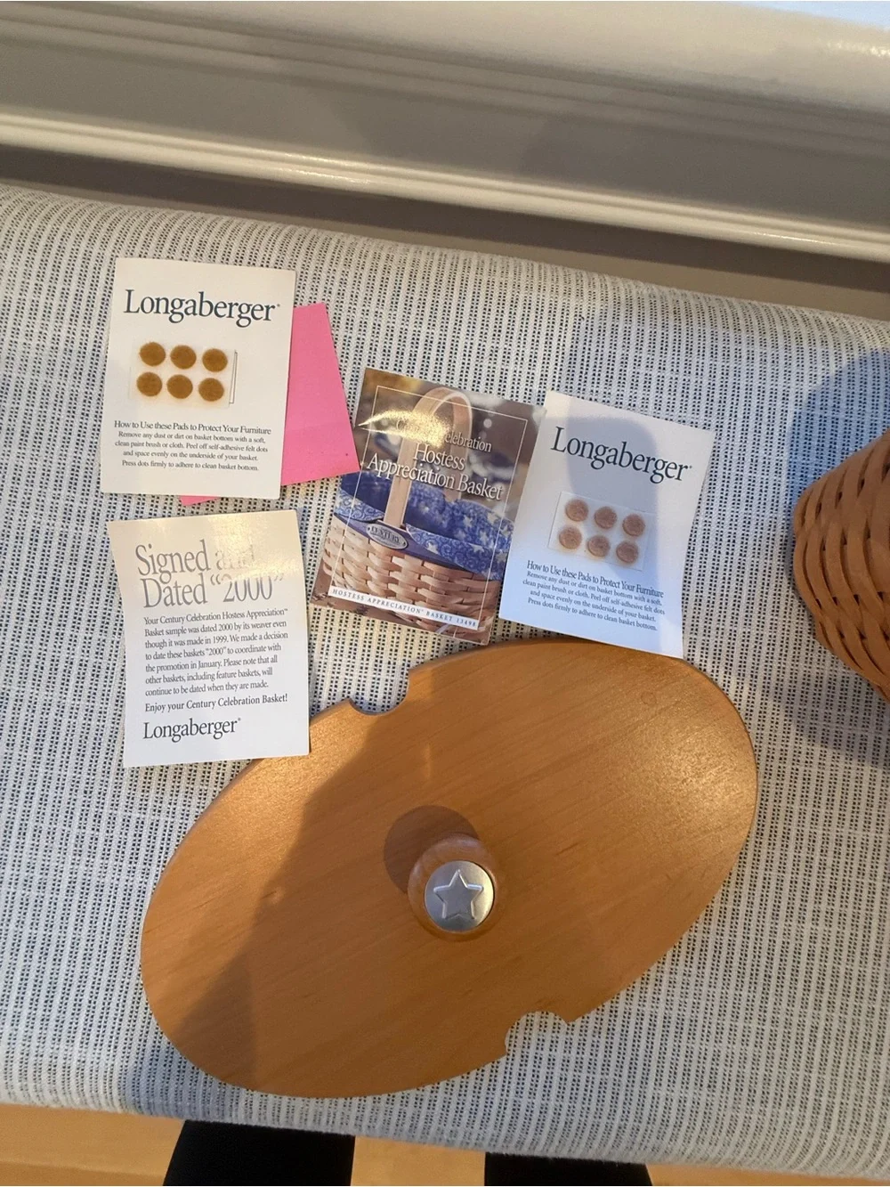 Longaberger Honey Oak Basket with Blue Star Charm